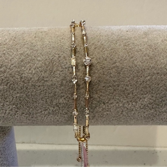 NWT INC Bracelet - gold tone ball slider style w/ clear crystals, baguettes - Picture 10 of 14